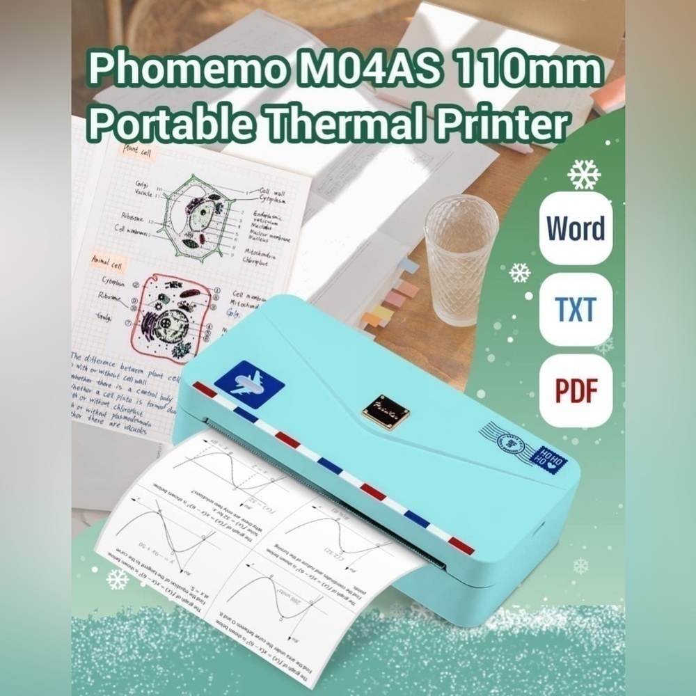 🆕Memoqueen Portable Thermal Printer M04AS Inkless Sticker Printer  Bluetooth